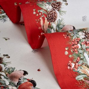 Подарочный набор полотенец Морозко.Снегири 40x60 см из 100% хлопка, белый твил