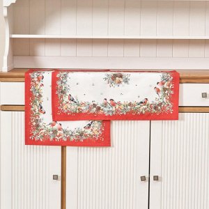 Подарочный набор полотенец Морозко.Снегири 40x60 см из 100% хлопка, белый твил