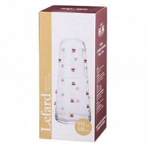 Премиальный стеклянный графин Fruity Cherry 890 мл с крышкой-стаканом, ручная работа