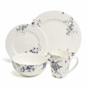 Фарфоровый столовый сервиз Blue Garden на 4 персоны, 26,5 см, 1 шт.