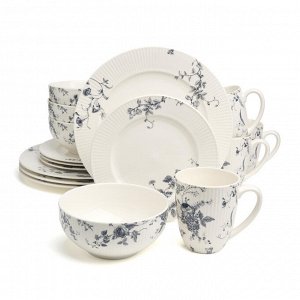 Фарфоровый столовый сервиз Blue Garden на 4 персоны, 26,5 см, 1 шт.