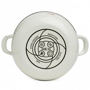 Эмалированная кастрюля AGNESS «Снегири» с крышкой, 2.8 л, 20×12 см, 1 шт.