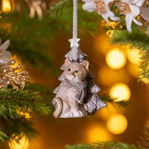 Ёлочная игрушка «Милый котик» из полистоуна, 6×4×8 см, 1 шт.