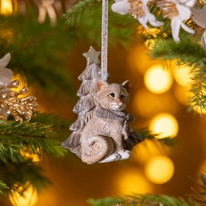Ёлочная игрушка «Милый котик» из полистоуна, 6×4×8 см, 1 шт.