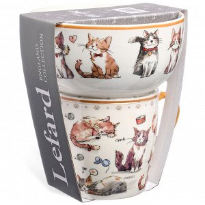 Подарочный фарфоровый набор для завтрака «Cats» (салатник 500 мл, кружка 345 мл), 1 шт.