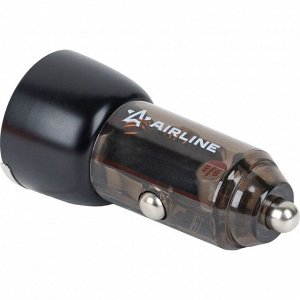 Зарядное устройство в прикуриватель Airline, 12/24В, 1xUSB (5В/3А, 9В/3А, 12В/2.5А), 1xUSB Type-C (5В/3А, 9В/3А, 12В/3А), 90Вт, с функциями Power Delivery и Quick Charge 3.0, арт. AEAK001