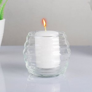 Подсвечник стеклянный "Юла" с белой свечой, 8?7 см