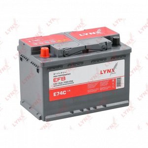 Аккумулятор LYNXauto LN3R/L3R, 75Ач, CCA 700А, необслуживаемый, технология EFB,  арт. E74C