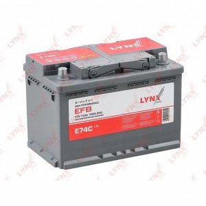 Аккумулятор LYNXauto LN3R/L3R, 75Ач, CCA 700А, необслуживаемый, технология EFB,  арт. E74C