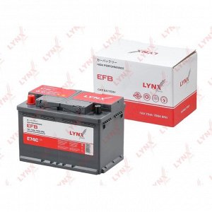 Аккумулятор LYNXauto LN3R/L3R, 75Ач, CCA 700А, необслуживаемый, технология EFB,  арт. E74C