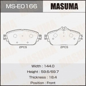 Колодки тормозные дисковые Masuma передние, комплект на ось (4 шт), арт. MS-E0166