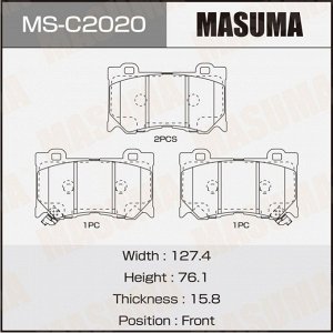 Колодки тормозные дисковые Masuma передние, комплект на ось (4 шт), арт. MS-C2020