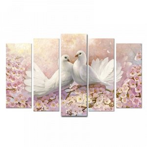 Модульная картина на подрамнике "Красота птиц" 2-25х64, 2-25х71,1-25х80 125*80 см