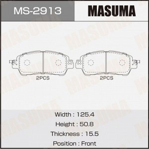 Колодки тормозные дисковые Masuma, передние, комплект на ось (4 шт), арт. MS-2913