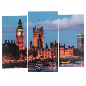 Модульная картина "Вечерний Лондон" (2-25х52; 1-30х60) 60х80 см