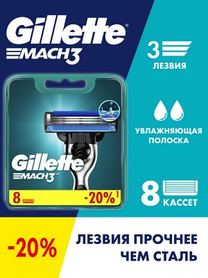 Сменные кассеты для бритья Gillette Mach3, 8 шт