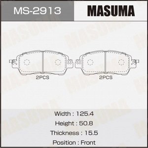 Колодки тормозные дисковые Masuma, передние, комплект на ось (4 шт), арт. MS-2913