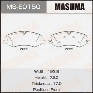 Колодки тормозные дисковые Masuma передние, комплект на ось (4 шт), арт. MS-E0150