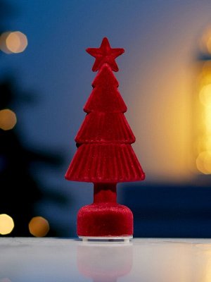 Фигура светодиодная «Ёлочка бархатная красная», 1 LED, 15x6 см, от батареек 3xAG13, свечение тёплое белое