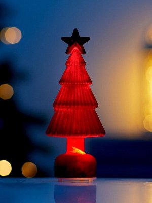 Фигура светодиодная «Ёлочка бархатная красная», 1 LED, 15x6 см, от батареек 3xAG13, свечение тёплое белое