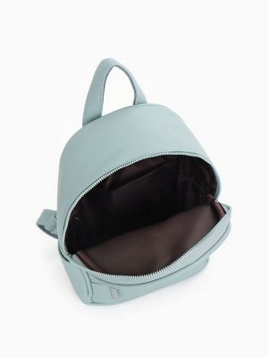 Рюкзак-мини женский на молнии, с карманом, размер 22x12x25 см, голубой