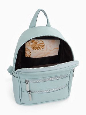Рюкзак-мини женский на молнии, с карманом, размер 22x12x25 см, голубой