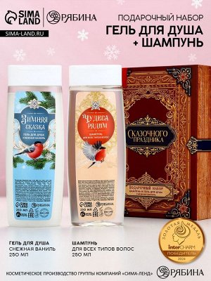 Подарочный набор новогодний женский «Сказочного праздника»: гель для душа и шампунь для волос, 2x250 мл, Чистое счастье