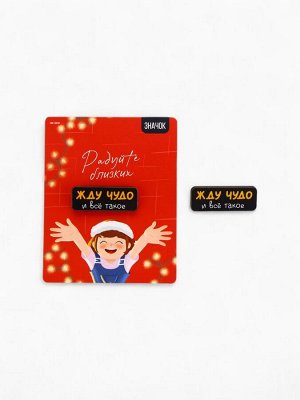 Значок новогодний «Радуйте близких», 4x1.5 см