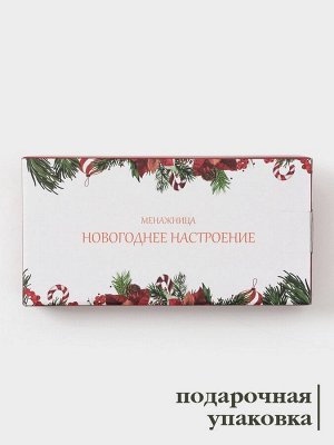 Менажница Доляна «Новогоднее настроение», 2 секций, 19.8x3 см, доломит, белая