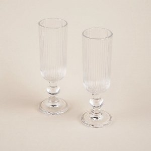 Бокалы для шампанского SL Home «Модерн», 150 мл, 5.5x18.5 см, набор 2 шт., стекло, прозрачные