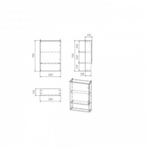 Клик Мебель Зеркало-шкаф Вега 5002 белое, 50 х 13,6 х 70 см