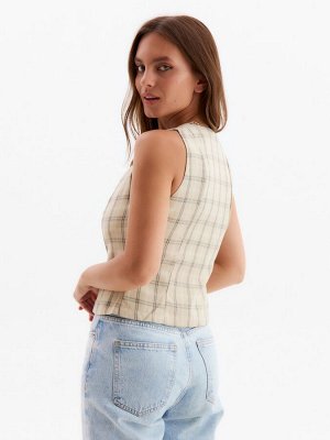Жилет женский MINAKU: Casual Collection, клетка бежевая