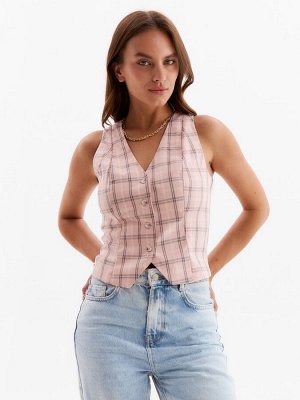 Жилет женский MINAKU: Casual Collection, клетка розовый