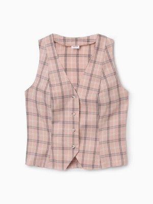 Жилет женский MINAKU: Casual Collection, клетка розовый