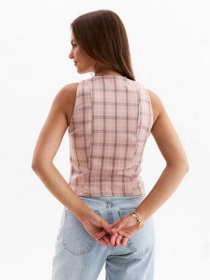 Жилет женский MINAKU: Casual Collection, клетка розовый