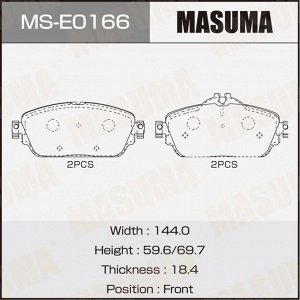 Колодки тормозные дисковые Masuma передние, комплект на ось (4 шт), арт. MS-E0166