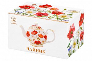 Чайник 1 л "Маки" из новой костяной фарфоровой керамики (24*14*15 см)
