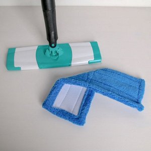 Швабра для мытья пола плоская с отжимом Twist Доляна, насадка из микрофибры 32×9 см, телескопическая ручка 95-120, цвет синий