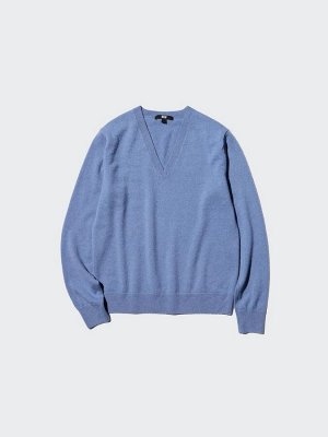 UNIQLO - кашемировый свитер с V-образным вырезом
