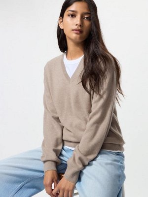 UNIQLO - кашемировый свитер с V-образным вырезом