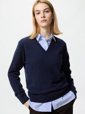 UNIQLO - кашемировый свитер с V-образным вырезом