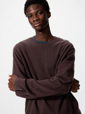 UNIQLO - кашемировый свитер с круглым вырезом - 38 DARKBROWN