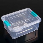 Контейнер для хранения с крышкой Smart Box, 650 мл, 16?12?6 см, цвет прозрачно-бирюзовый