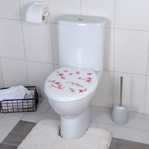 Сиденье для унитаза с крышкой Росспласт «Декор. Сакура», 46x36 см, белое