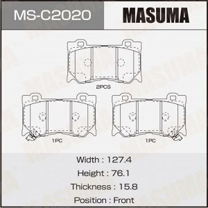Колодки тормозные дисковые Masuma передние, комплект на ось (4 шт), арт. MS-C2020