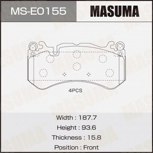 Колодки тормозные дисковые Masuma, передние, комплект на ось (4 шт), арт. MS-E0155