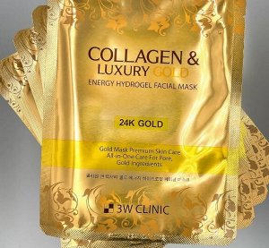 3W Гидрог.маска с золот. Collagen&LuxuryGold EnergyHydrogelFacialMask 30г.,5шт