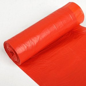 Мешки для мусора с завязками 60 л, 24 мкм, ПСД, 10 шт, цвет красный