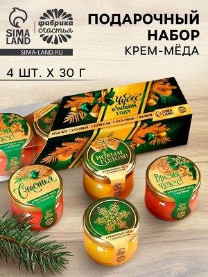 Подарочный набор: Крем - мёд «Чудес», вкус: клубника, абрикос, апельсин, малина, 120 г (4 шт. x 30 г).