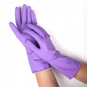 Перчатки резиновые с хлопковым напылением, размер L, цвет МИКС